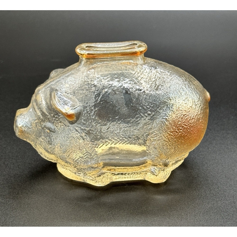 Vintage‎ Marigold Carnival Glass Pig Coin Bank Piggy Bank Figural MCM Decor